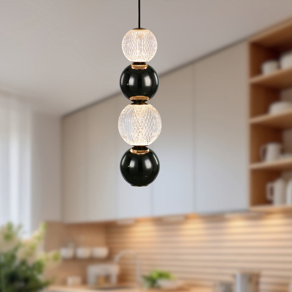 Onyx 5-in Natural Brass LED Pendant by ALORA