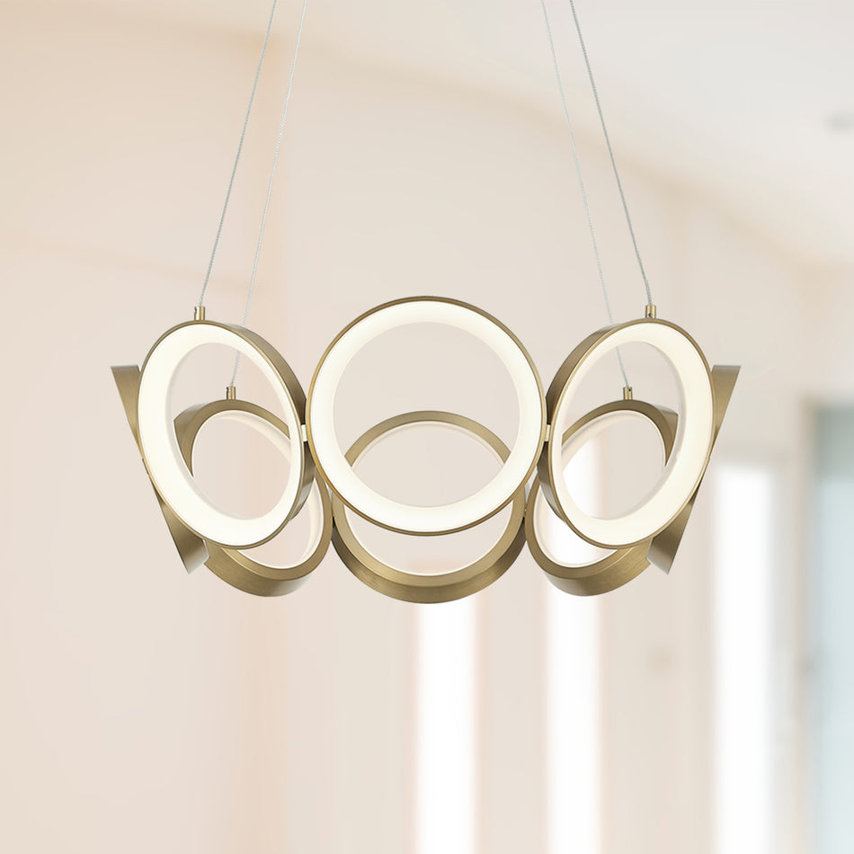 Oros 24-in Antique Brass LED Chandeliers by KUZCO