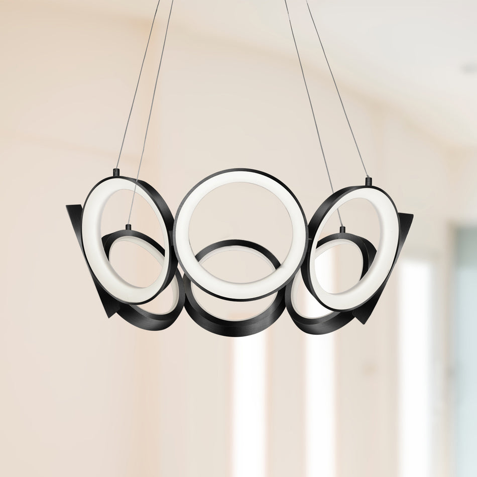 Oros 24-in Black LED Chandeliers by KUZCO