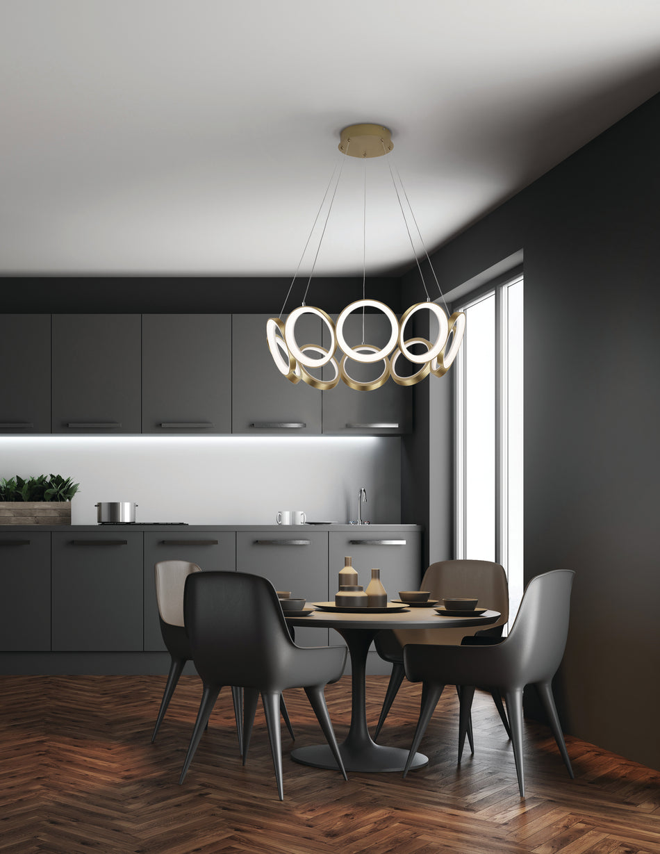 Oros 29-in Antique Brass LED Chandeliers by KUZCO