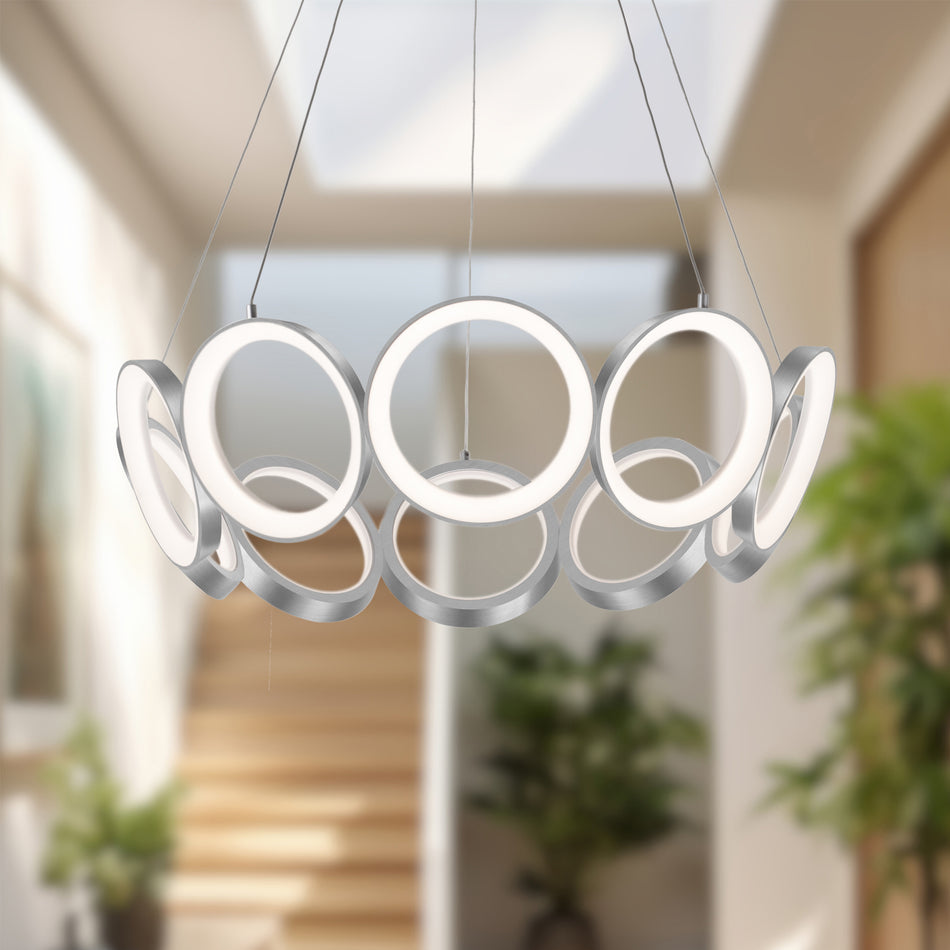 Oros 29-in Antique Silver LED Chandeliers by KUZCO