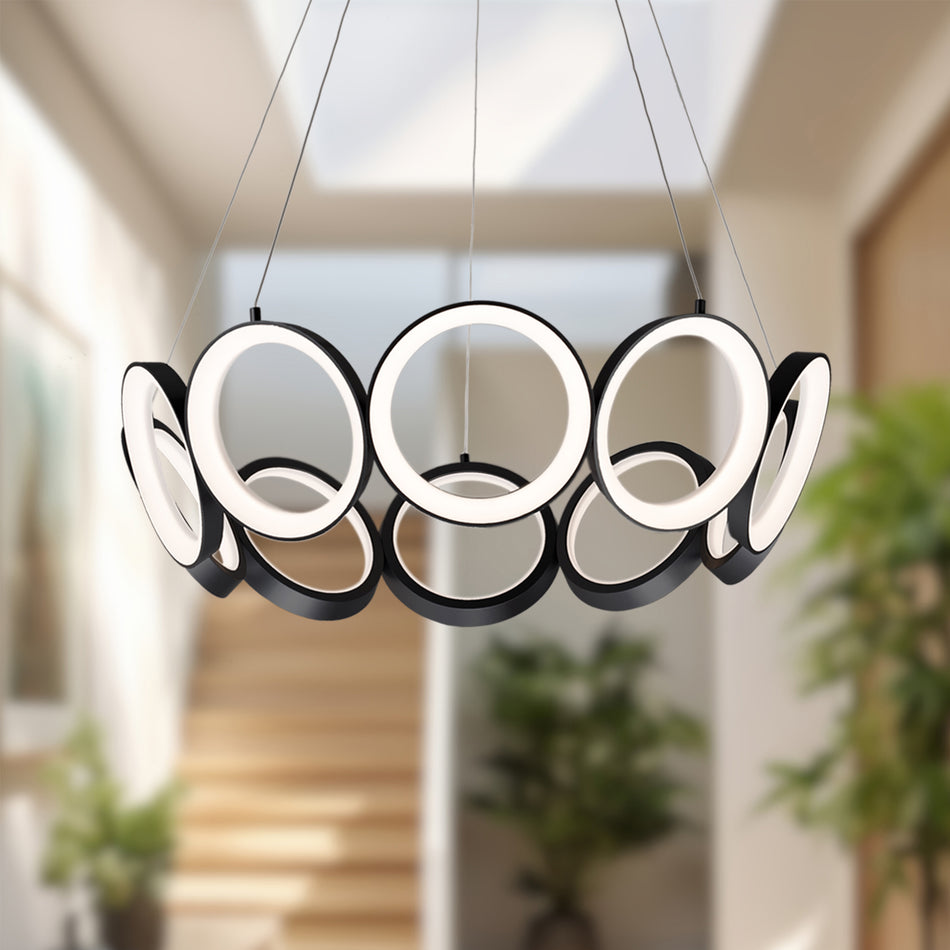 Oros 29-in Black LED Chandeliers by KUZCO