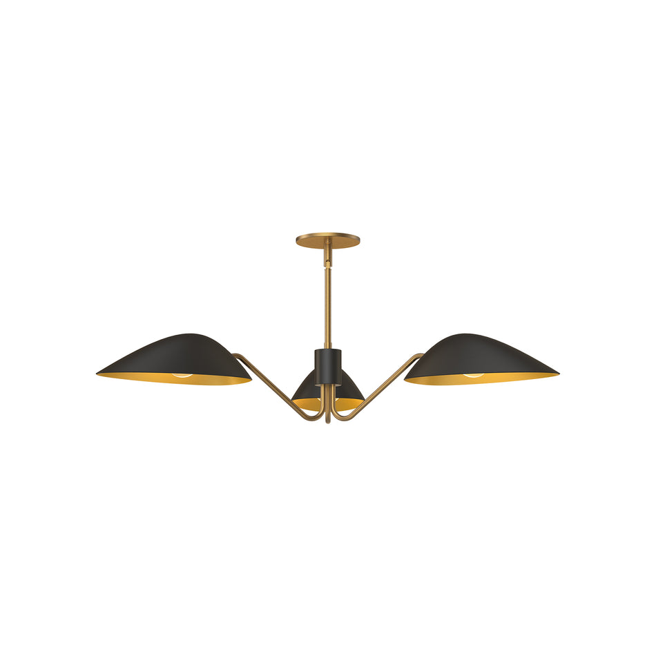 Oscar 36-in Aged Gold/Matte Black 3 Lights Pendant