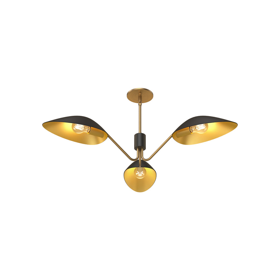 Oscar 36-in Aged Gold/Matte Black 3 Lights Pendant by ALORA MOOD