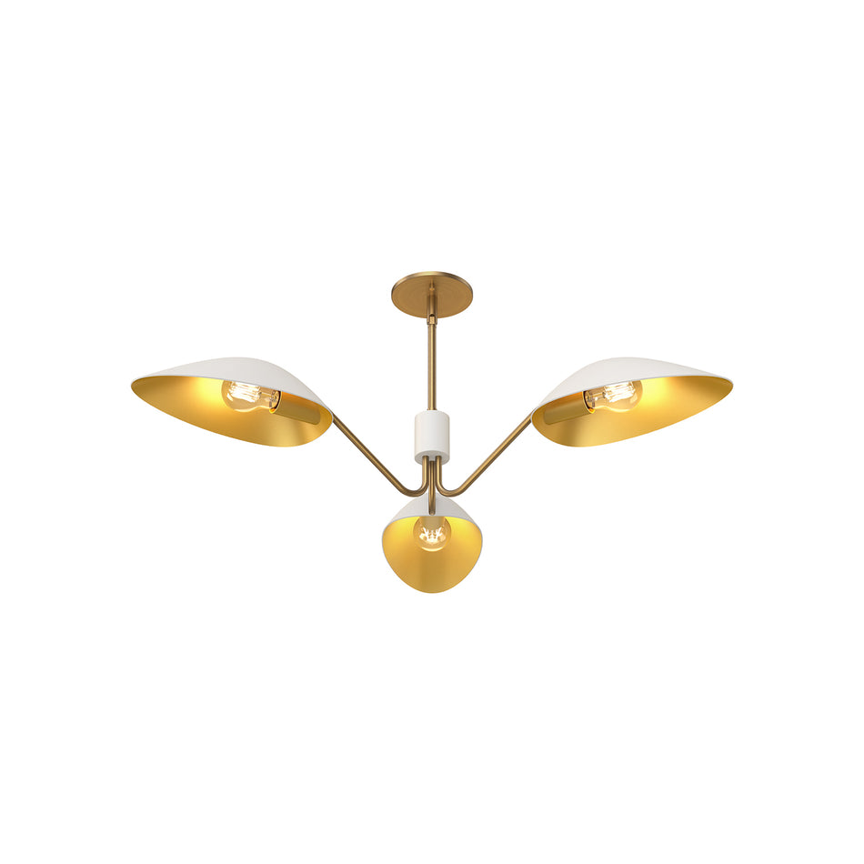 Oscar 36-in Aged Gold/White 3 Lights Pendant by ALORA MOOD