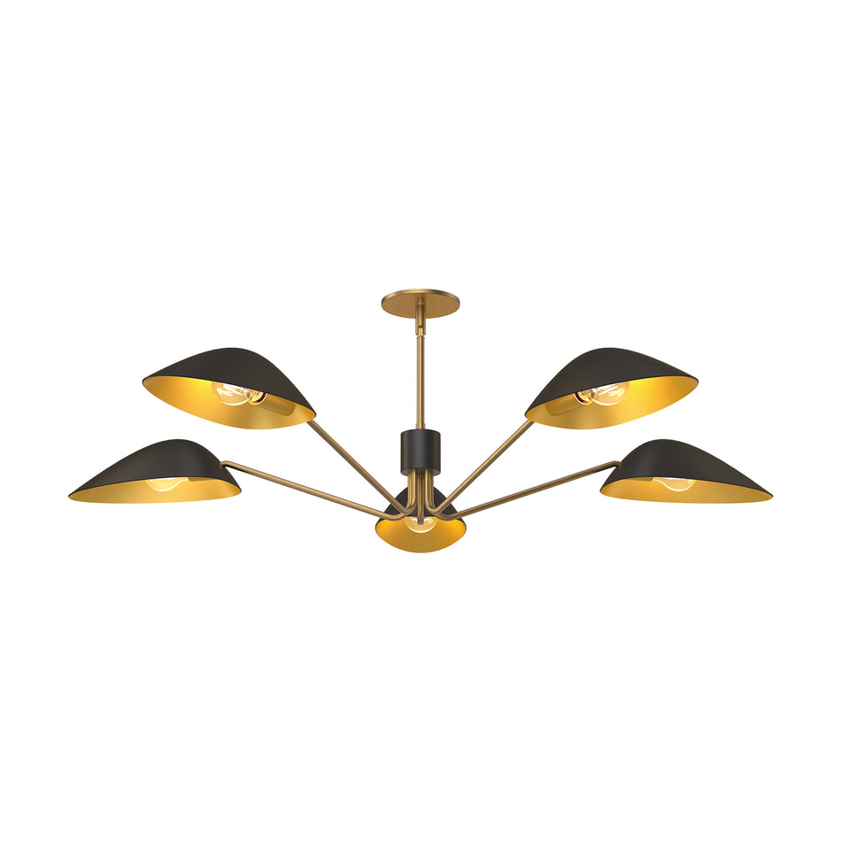 Oscar 46-in Aged Gold/Matte Black 5 Lights Pendant by ALORA MOOD