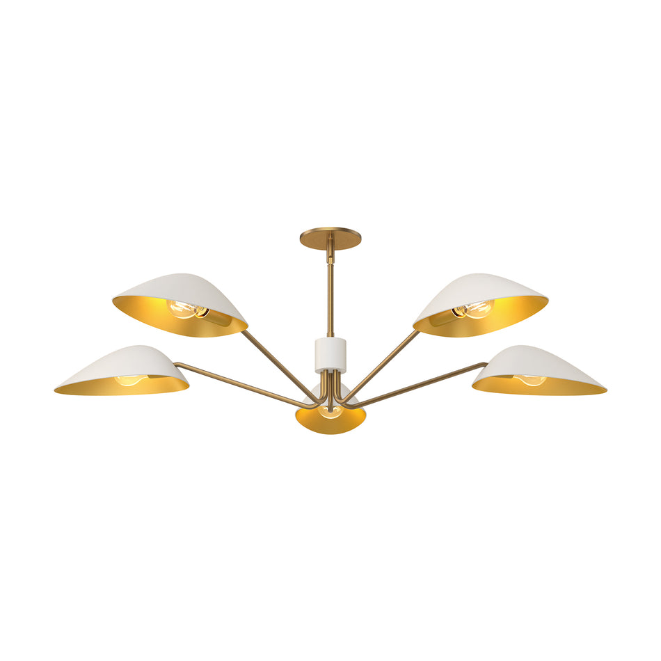 Oscar 46-in Aged Gold/White 5 Lights Pendant by ALORA MOOD