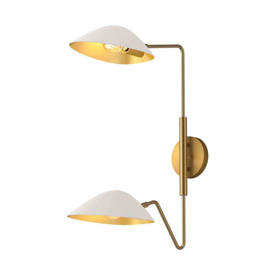 Oscar 6-in Aged Gold/White 2 Lights Wall/Vanity by ALORA MOOD