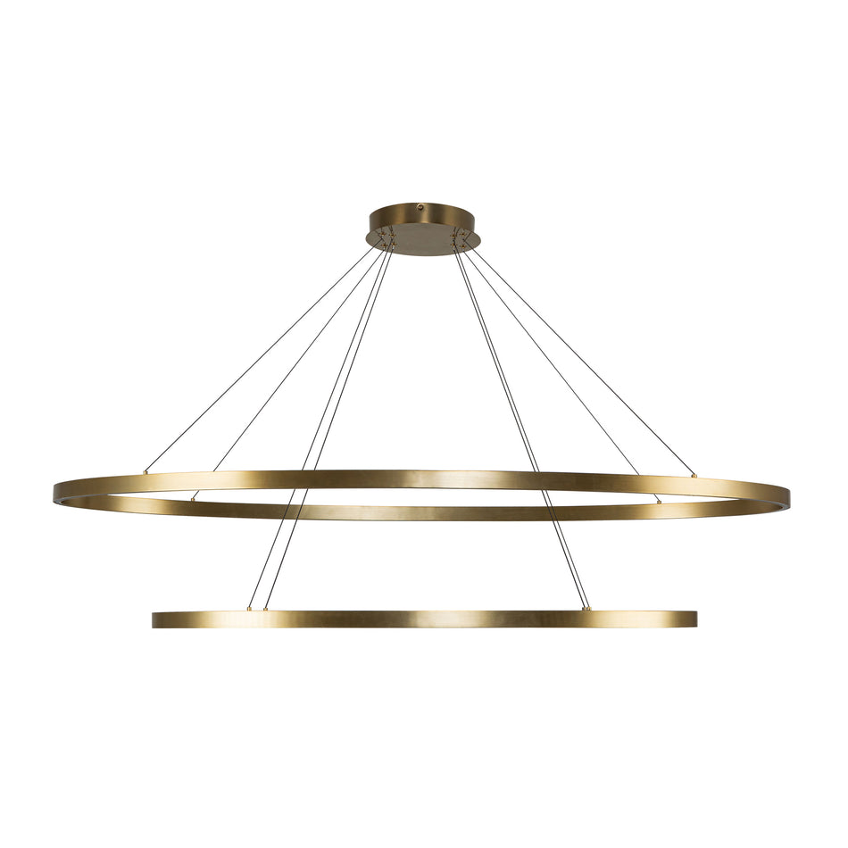 Ovale 2 Layer Brushed Gold LED Chandelier by KUZCO