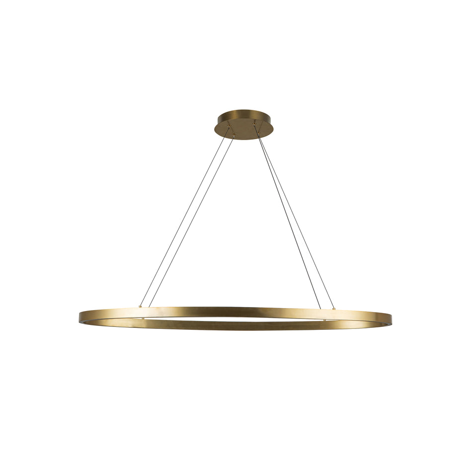 Ovale 40-in Brushed Gold LED Linear Pendant by KUZCO