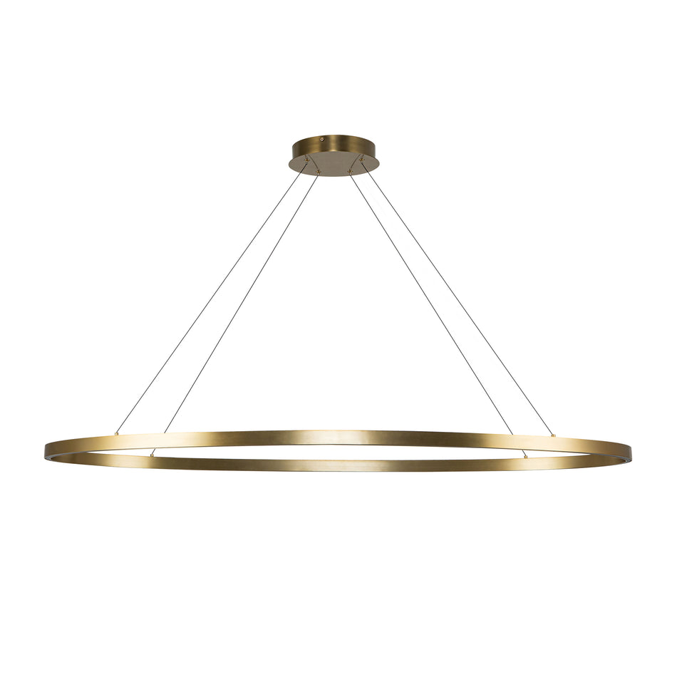 Ovale 53-in Brushed Gold LED Linear Pendant by KUZCO