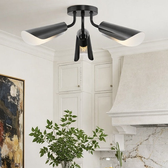 Cornett Collection Three-Light Matte Black Contemporary Flush Mount Light by Progress