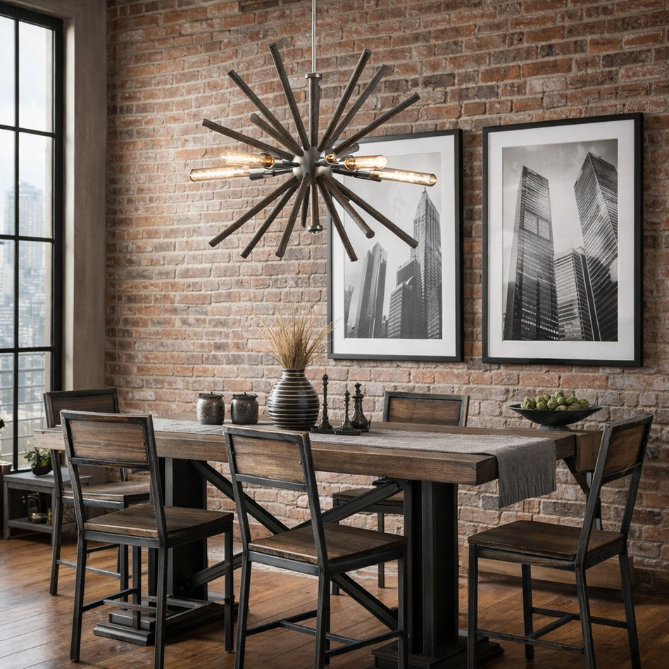 Thorpe Collection 5-Light Brushed Nickel Mid-Century Modern Chandelier Light by Progress