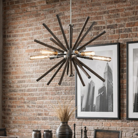 Thorpe Collection 5-Light Brushed Nickel Mid-Century Modern Chandelier Light by Progress