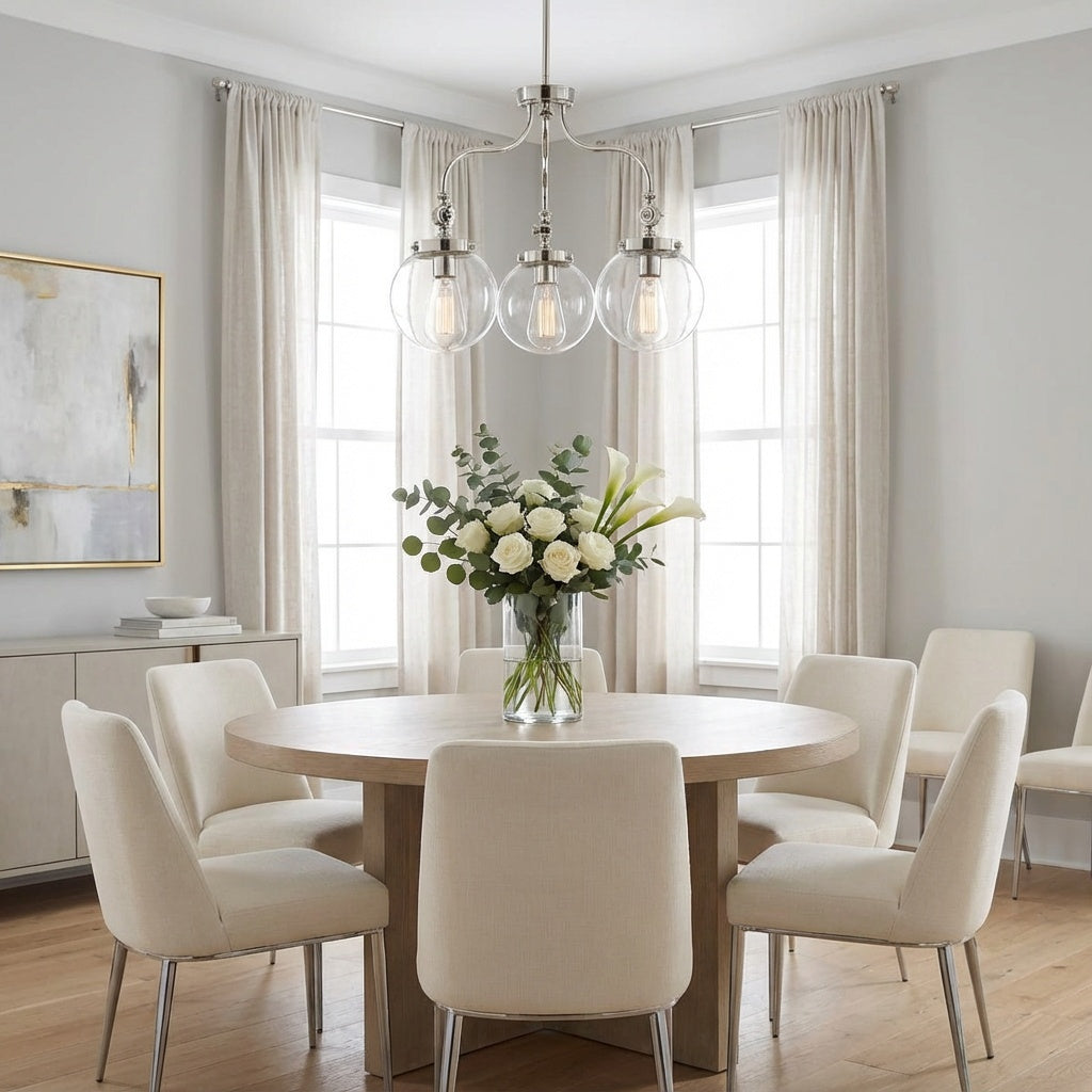 Penn Collection 3-Light Ceiling Mount Adjustable Globes Chandelier in Polished Nickel by Progress