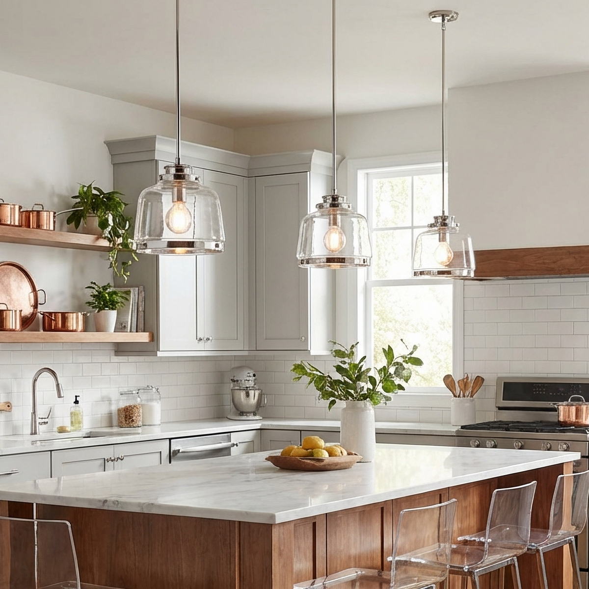 Judson Collection One-Light Clear Glass Pendant Light in Polished Nickel by Progress