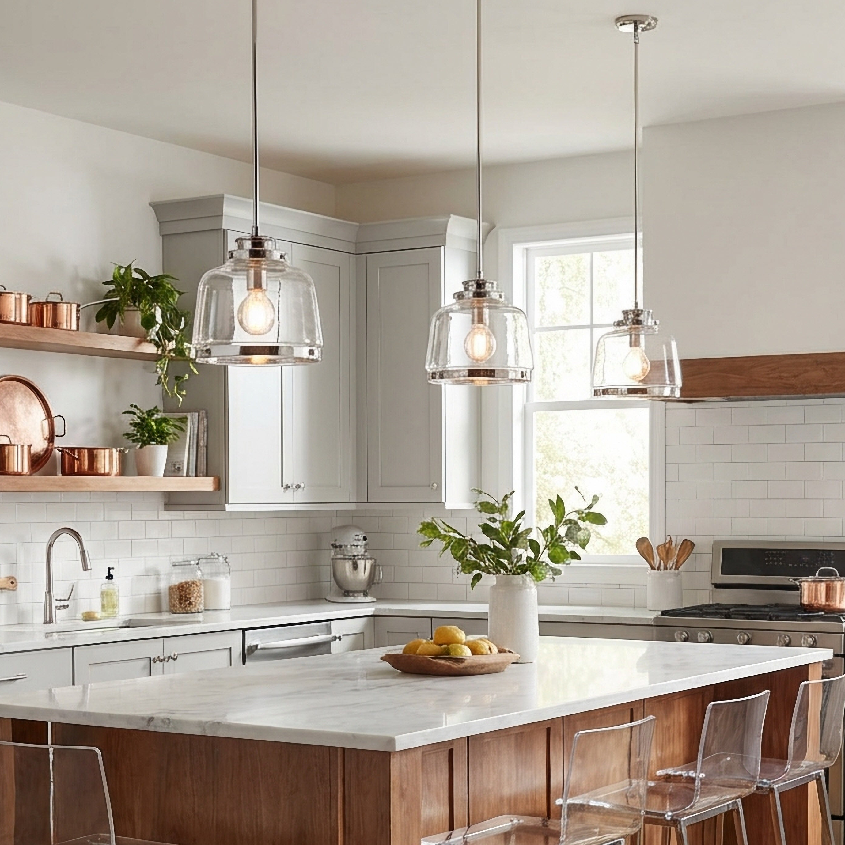 Judson Collection One-Light Clear Glass Pendant Light in Polished Nickel by Progress