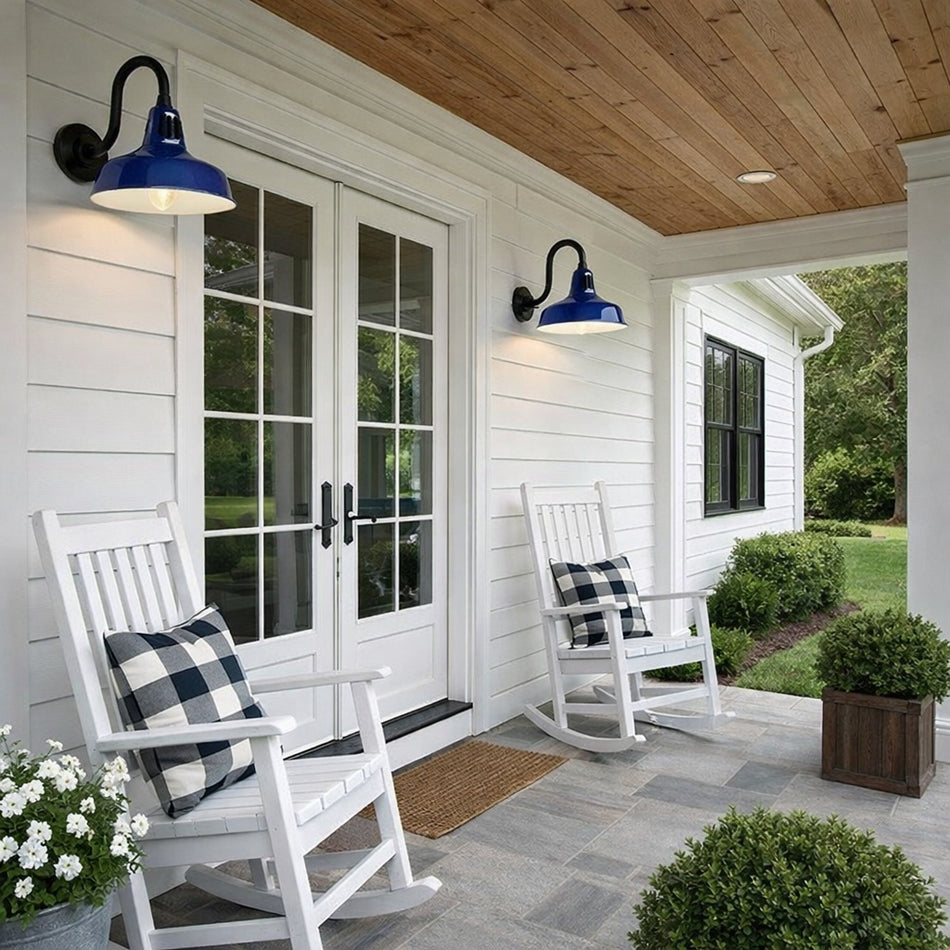 Cedar Springs metal outdoor lantern in black & blue by Progress