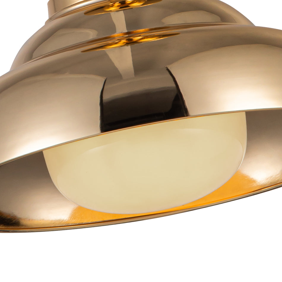 Palmetto 12-in Polished Brass/Glossy Opal 1 Light Semi Flush Mount by ALORA