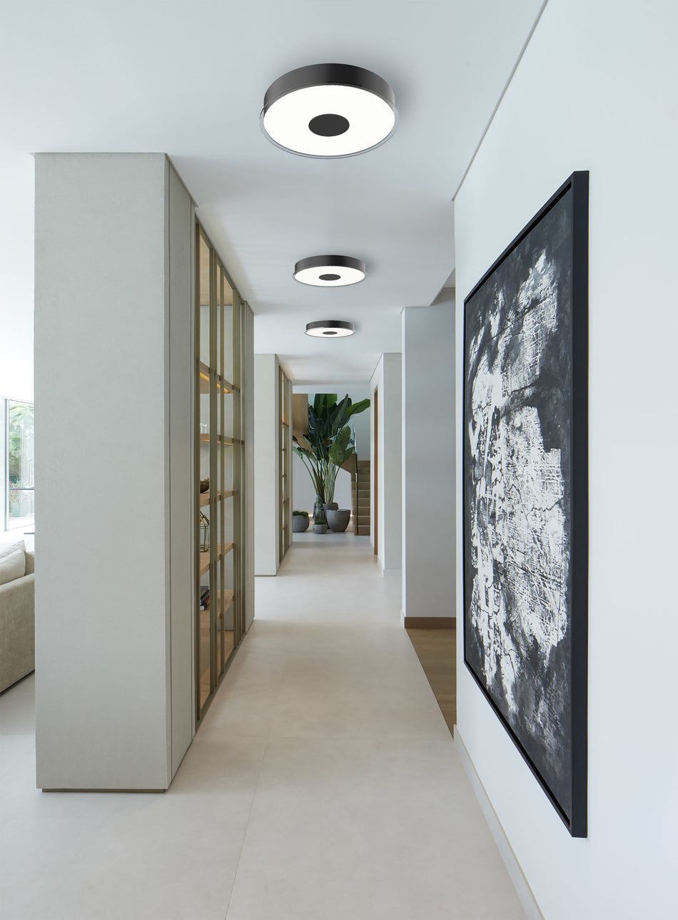 Parker 16-in Black LED Flush Mount by KUZCO