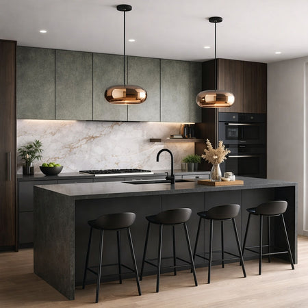 Trinity 14-in Black/Copper LED Pendant by Kuzco