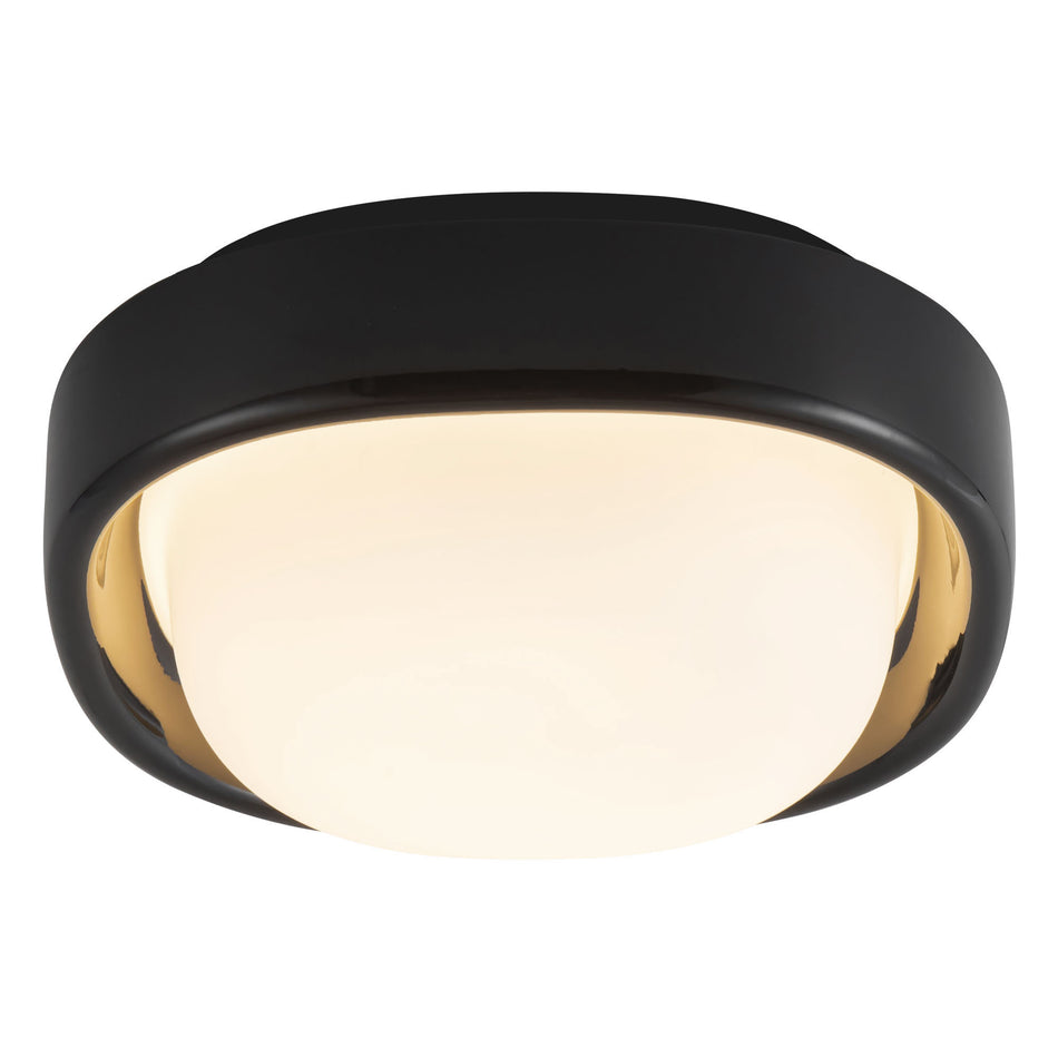 Pebble 8-in Black dimmable LED Flush Mount