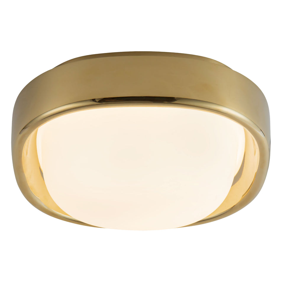 Pebble 8-in Brass dimmable LED Flush Mount