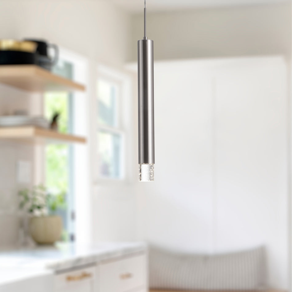 Pendula 16-in Brushed Nickel LED Pendant by KUZCO