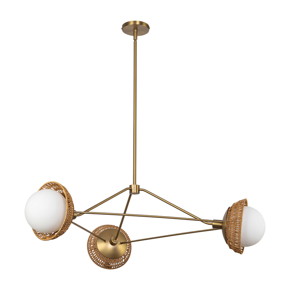 Perth 40-in Brushed Gold/Opal Glass 3 Lights Chandelier by ALORA MOOD