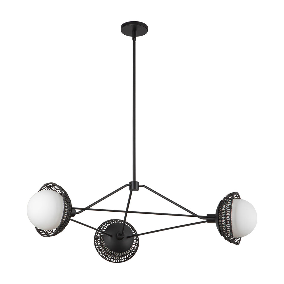 Perth 40-in Matte Black/Opal Glass 3 Lights Chandelier by ALORA MOOD