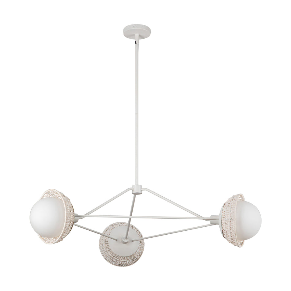 Perth 40-in White/Opal Glass 3 Lights Chandelier by ALORA MOOD