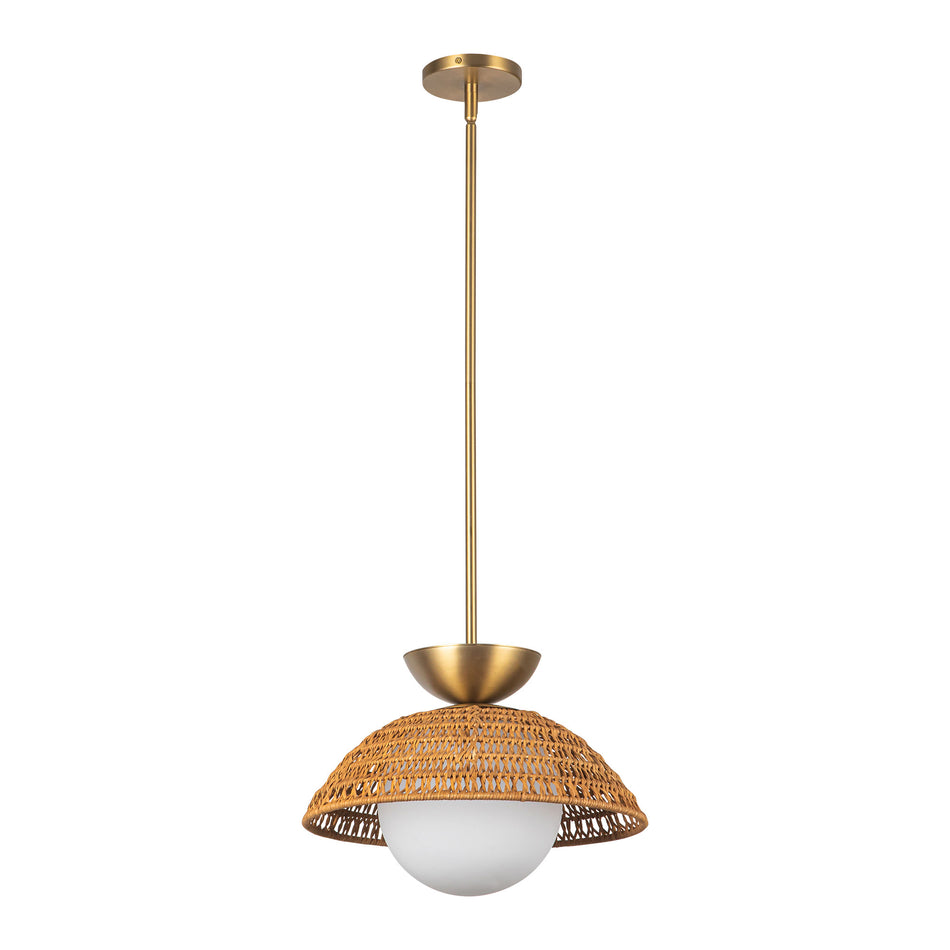 Perth 14-in Brushed Gold/Opal Glass 1 Light Pendant by ALORA MOOD