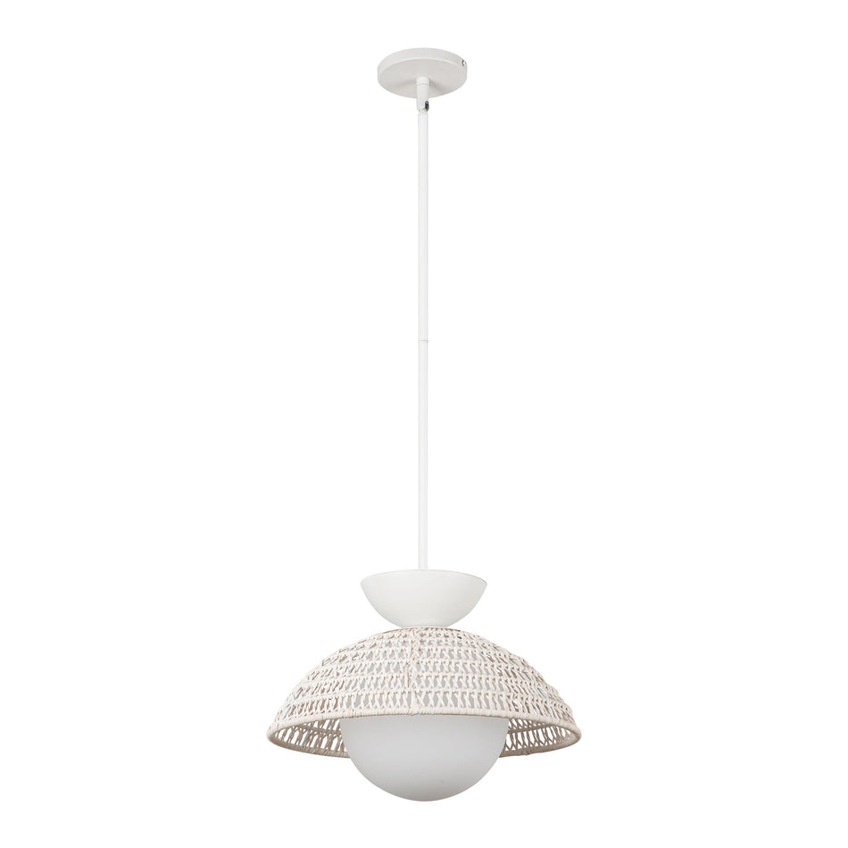 Perth 14-in White/Opal Glass 1 Light Pendant by ALORA MOOD