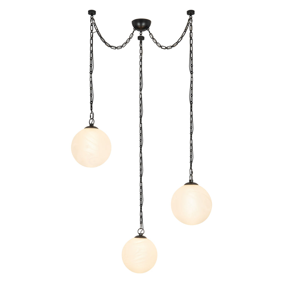 Petra 3 Light Black dimmable LED Chandelier