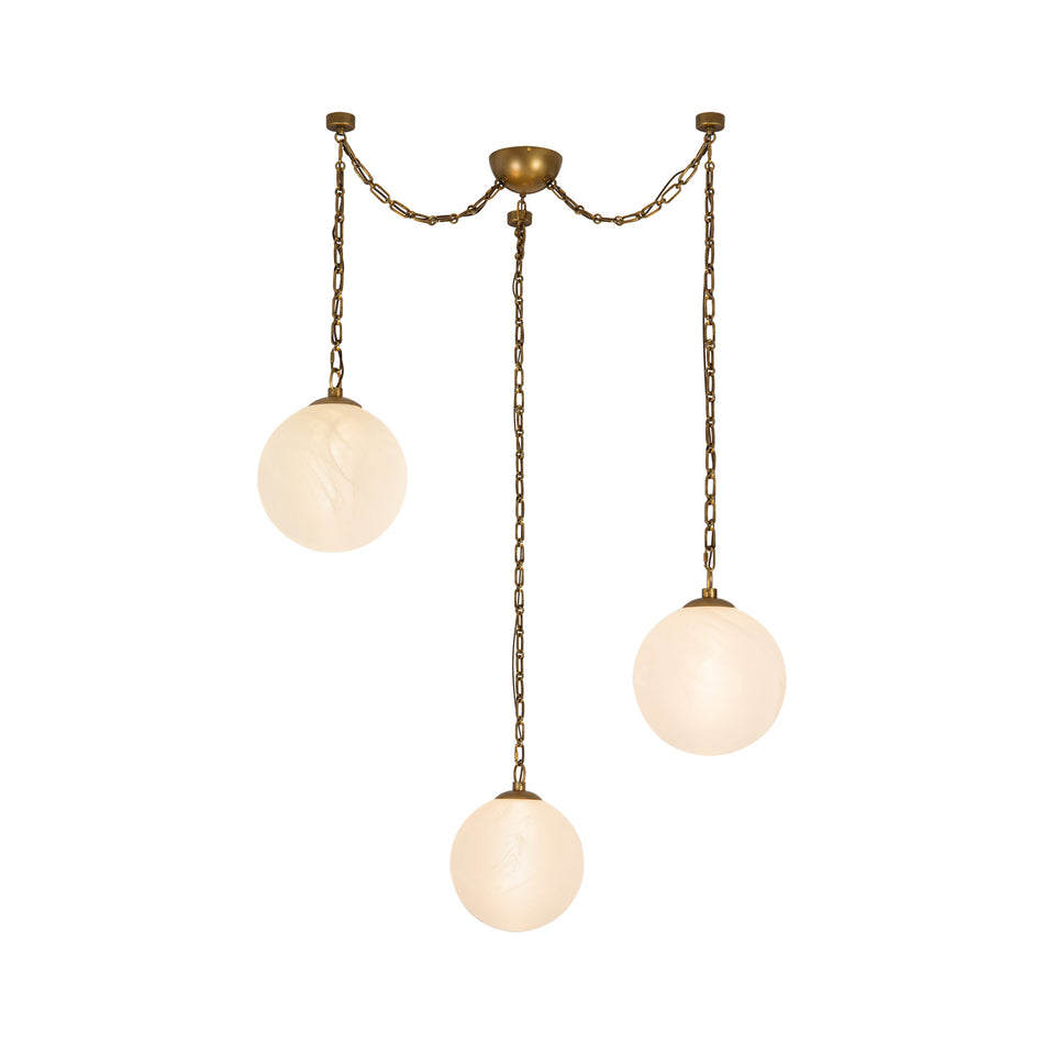 Petra 3 Light Brass dimmable LED Chandelier