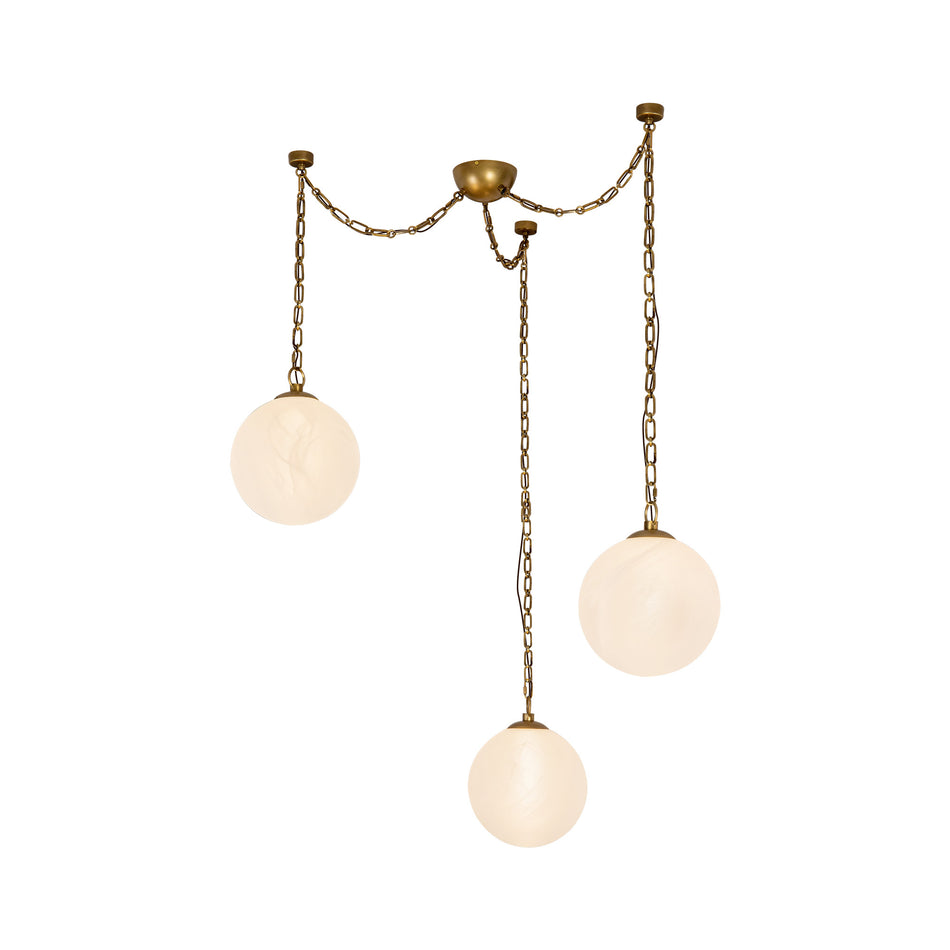Petra 3 Light Brass dimmable LED Chandelier