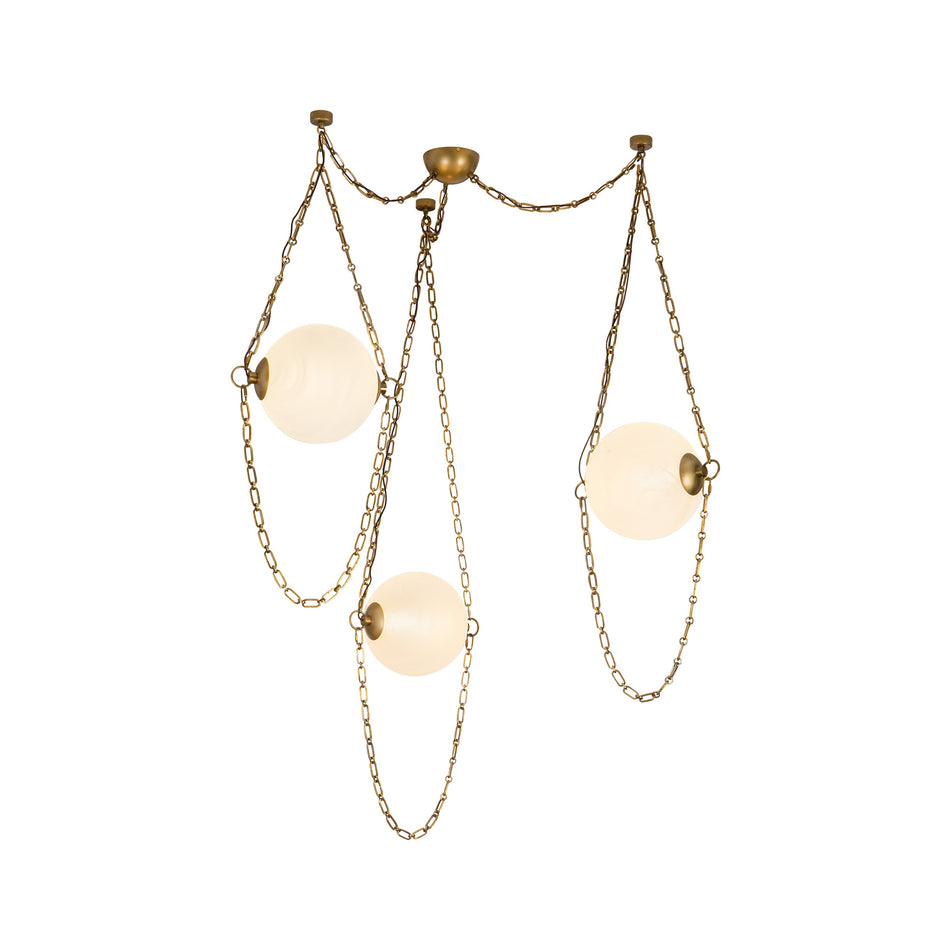 Petra  3 Light Brass dimmable LED Chandelier