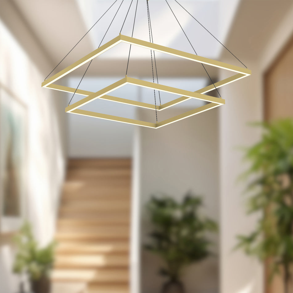 Piazza 32-in Brushed Gold LED Chandeliers by KUZCO