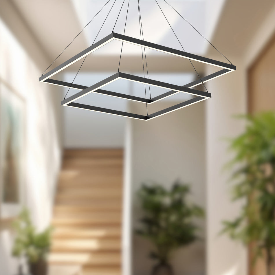 Piazza 32-in Black LED Chandeliers by KUZCO