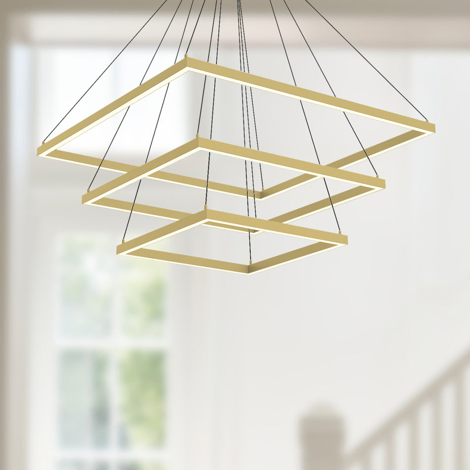 Piazza 32-in Brushed Gold LED Chandeliers by KUZCO