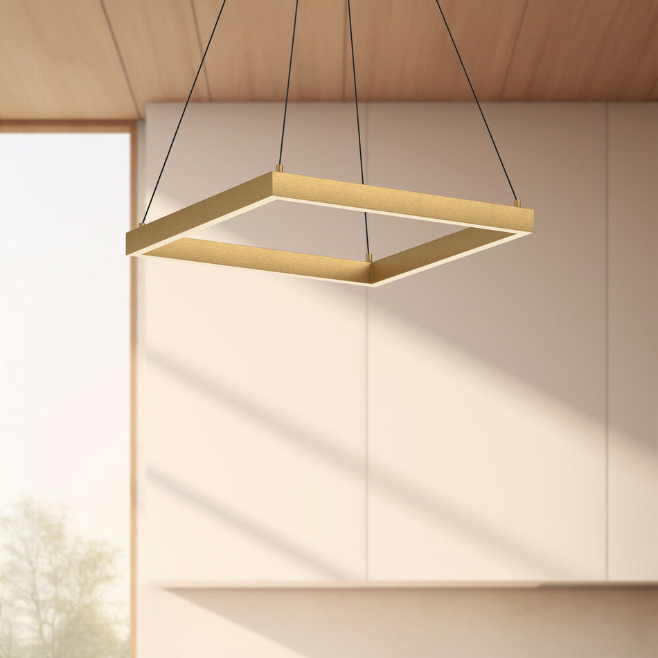Piazza 18-in Brushed Gold LED Pendant by KUZCO