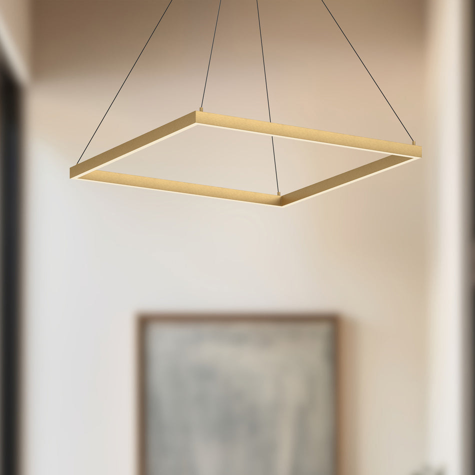 Piazza 32-in Brushed Gold LED Pendant by KUZCO