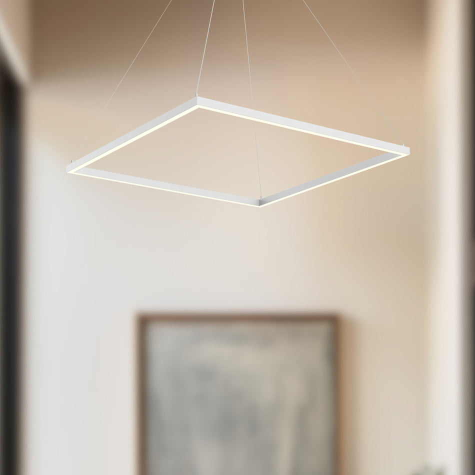Piazza 32-in White LED Pendant by KUZCO