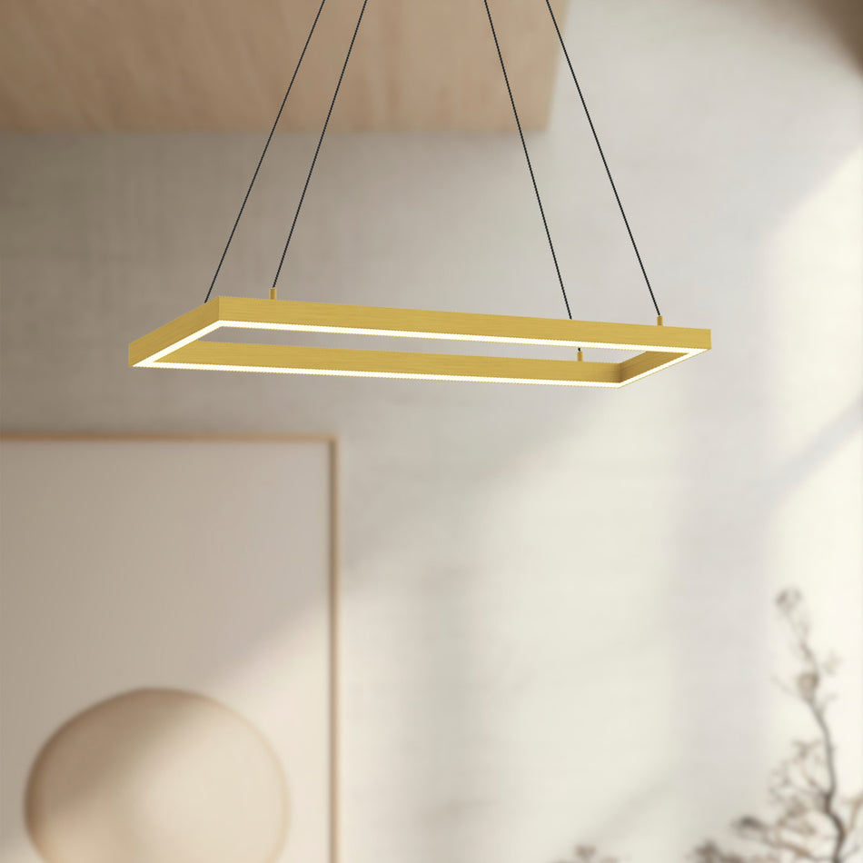 Piazza 30-in Brushed Gold LED Pendant by KUZCO