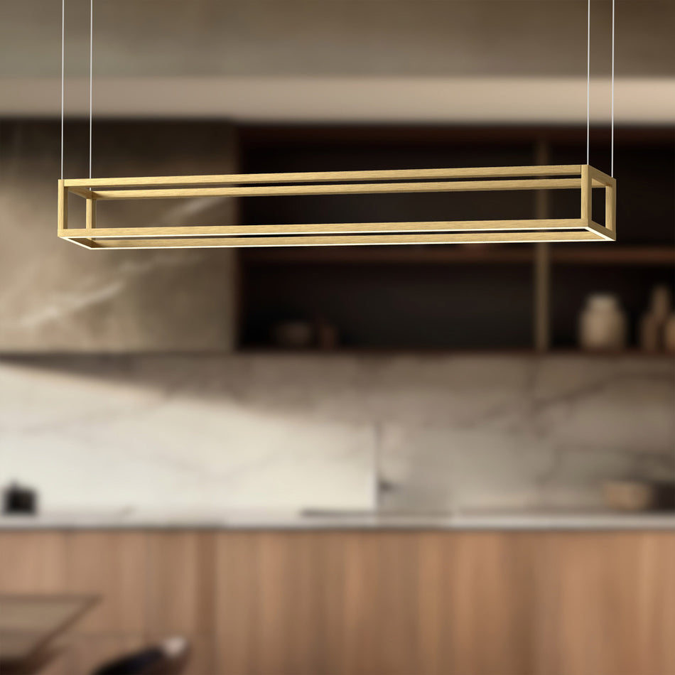 Plaza 48-in Brushed Gold LED Linear Pendant by KUZCO