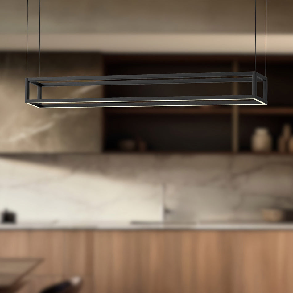 Plaza 48-in Black LED Linear Pendant by KUZCO