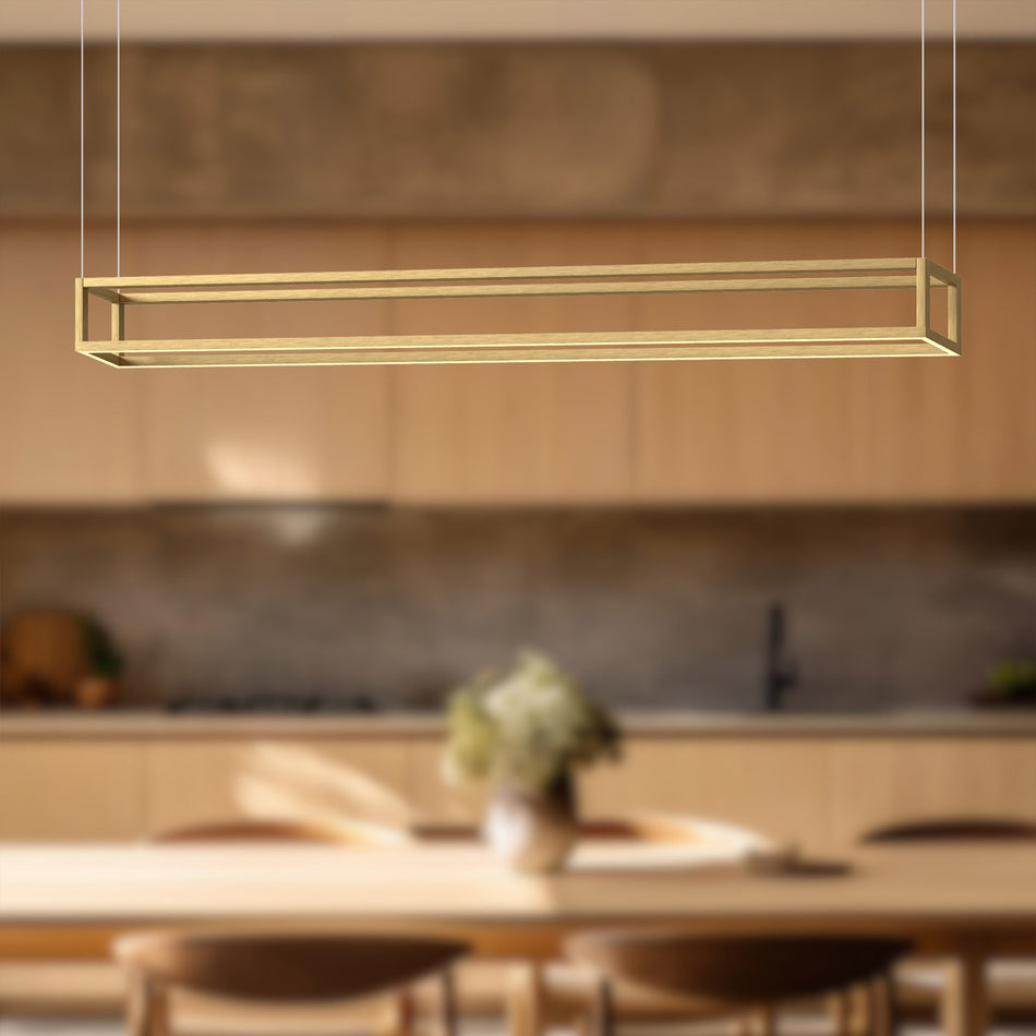 Plaza 60-in Brushed Gold LED Linear Pendant by KUZCO