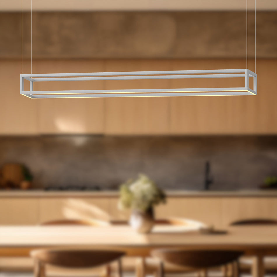 Plaza 60-in White LED Linear Pendant by KUZCO