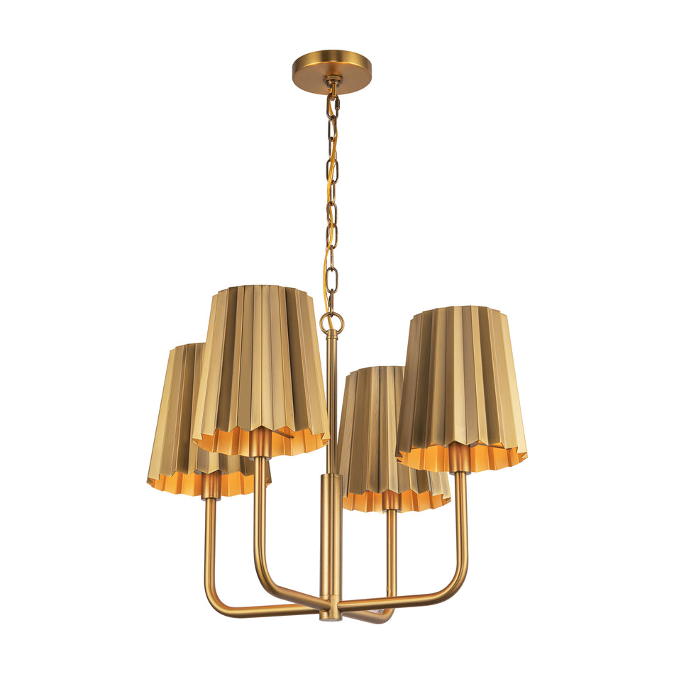 Plisse 23-in Aged Gold 4 Lights Chandeliers by ALORA MOOD