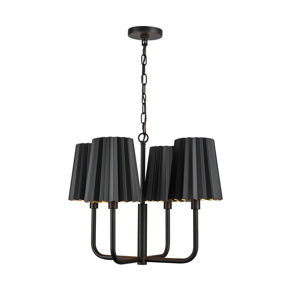 Plisse 23-in Matte Black 4 Lights Chandeliers